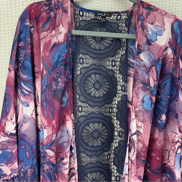 (2) Sami & Jo Plus Women’s 3X Floral Boho Kimono Dusters W/ Bell Sleeves Tassles - Picture 9 of 13